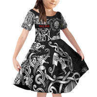 Viking Warrior Family Matching Off Shoulder Short Dress and Hawaiian Shirt Tales Entwined in Nordic Knotwork