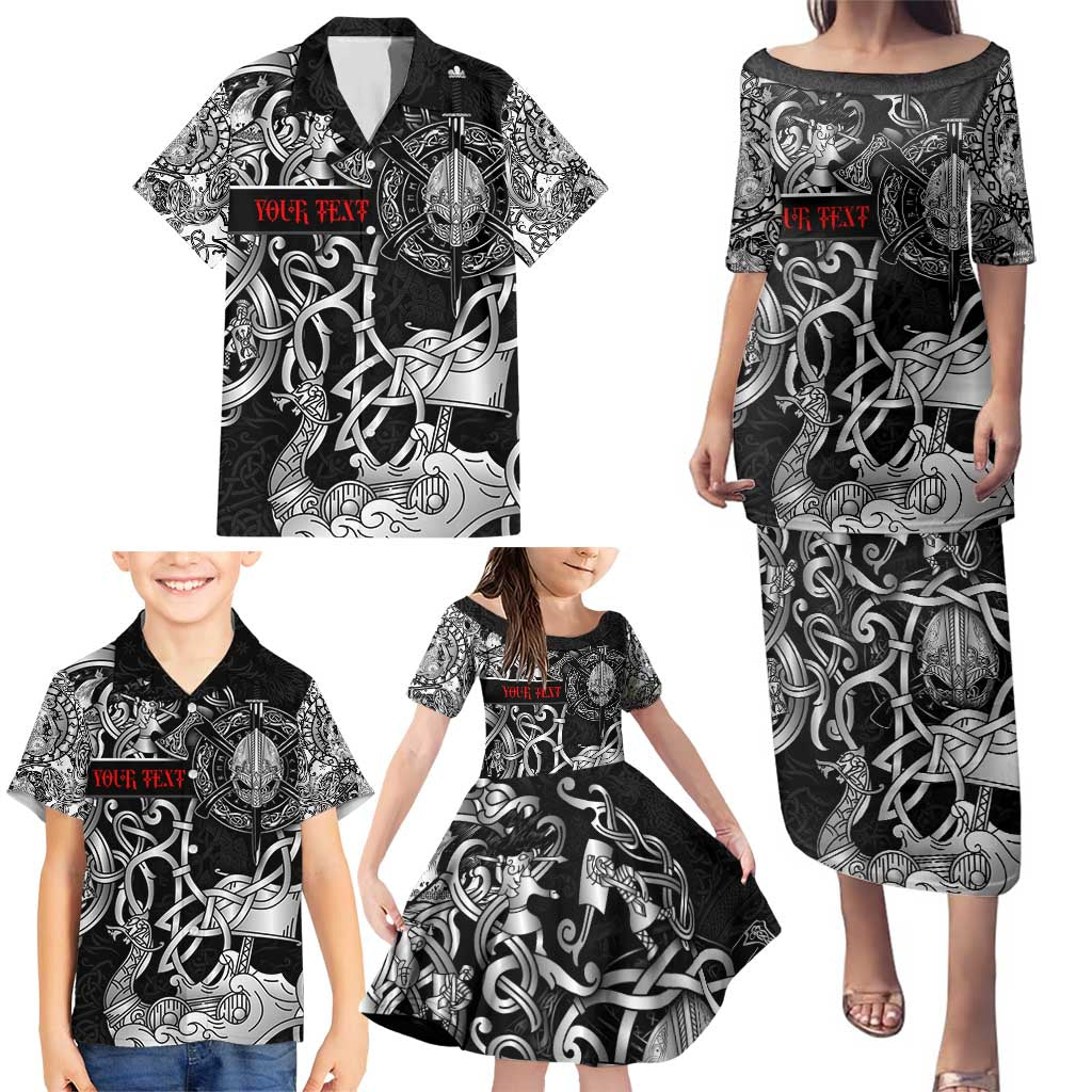 Viking Warrior Family Matching Puletasi and Hawaiian Shirt Tales Entwined in Nordic Knotwork