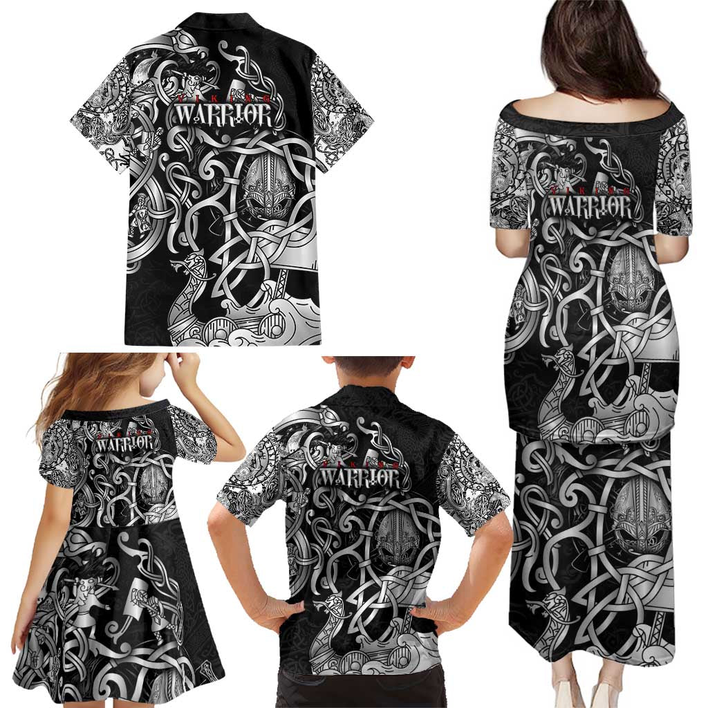 Viking Warrior Family Matching Puletasi and Hawaiian Shirt Tales Entwined in Nordic Knotwork