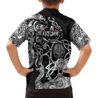 Viking Warrior Family Matching Short Sleeve Bodycon Dress and Hawaiian Shirt Tales Entwined in Nordic Knotwork
