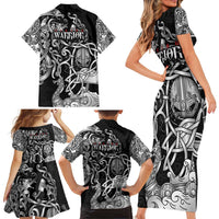Viking Warrior Family Matching Short Sleeve Bodycon Dress and Hawaiian Shirt Tales Entwined in Nordic Knotwork