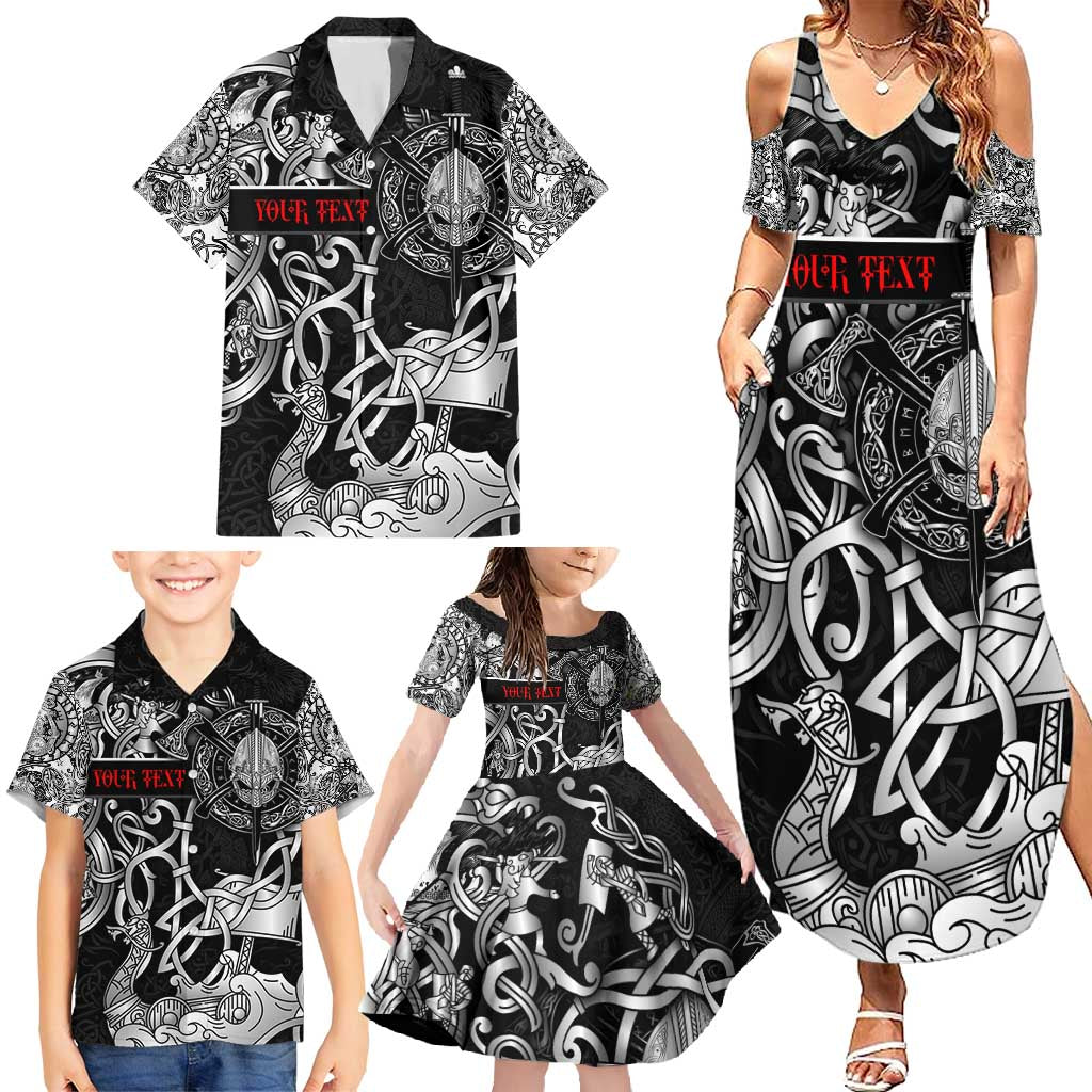Viking Warrior Family Matching Summer Maxi Dress and Hawaiian Shirt Tales Entwined in Nordic Knotwork