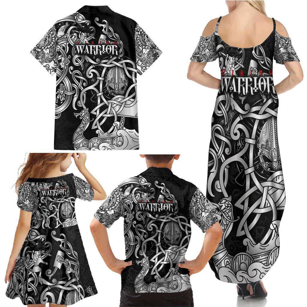 Viking Warrior Family Matching Summer Maxi Dress and Hawaiian Shirt Tales Entwined in Nordic Knotwork