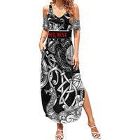 Viking Warrior Family Matching Summer Maxi Dress and Hawaiian Shirt Tales Entwined in Nordic Knotwork