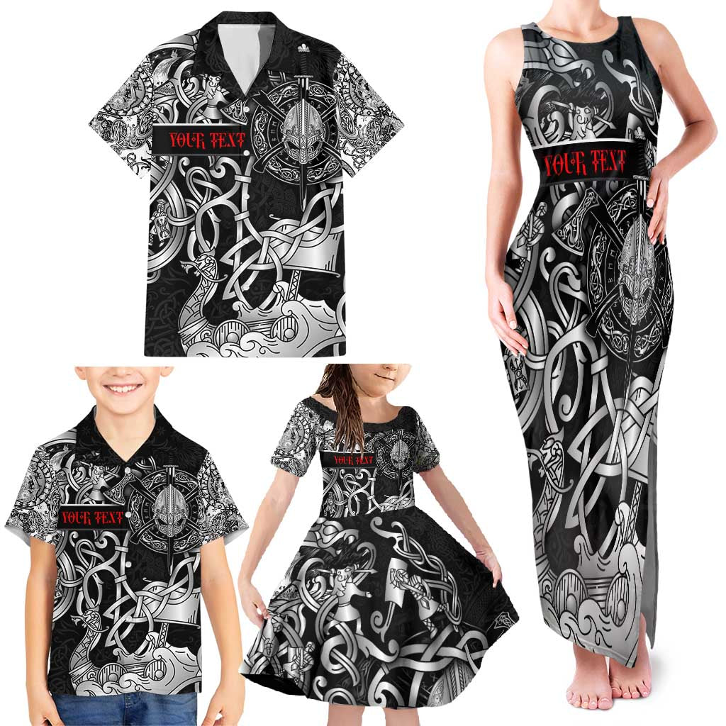 Viking Warrior Family Matching Tank Maxi Dress and Hawaiian Shirt Tales Entwined in Nordic Knotwork