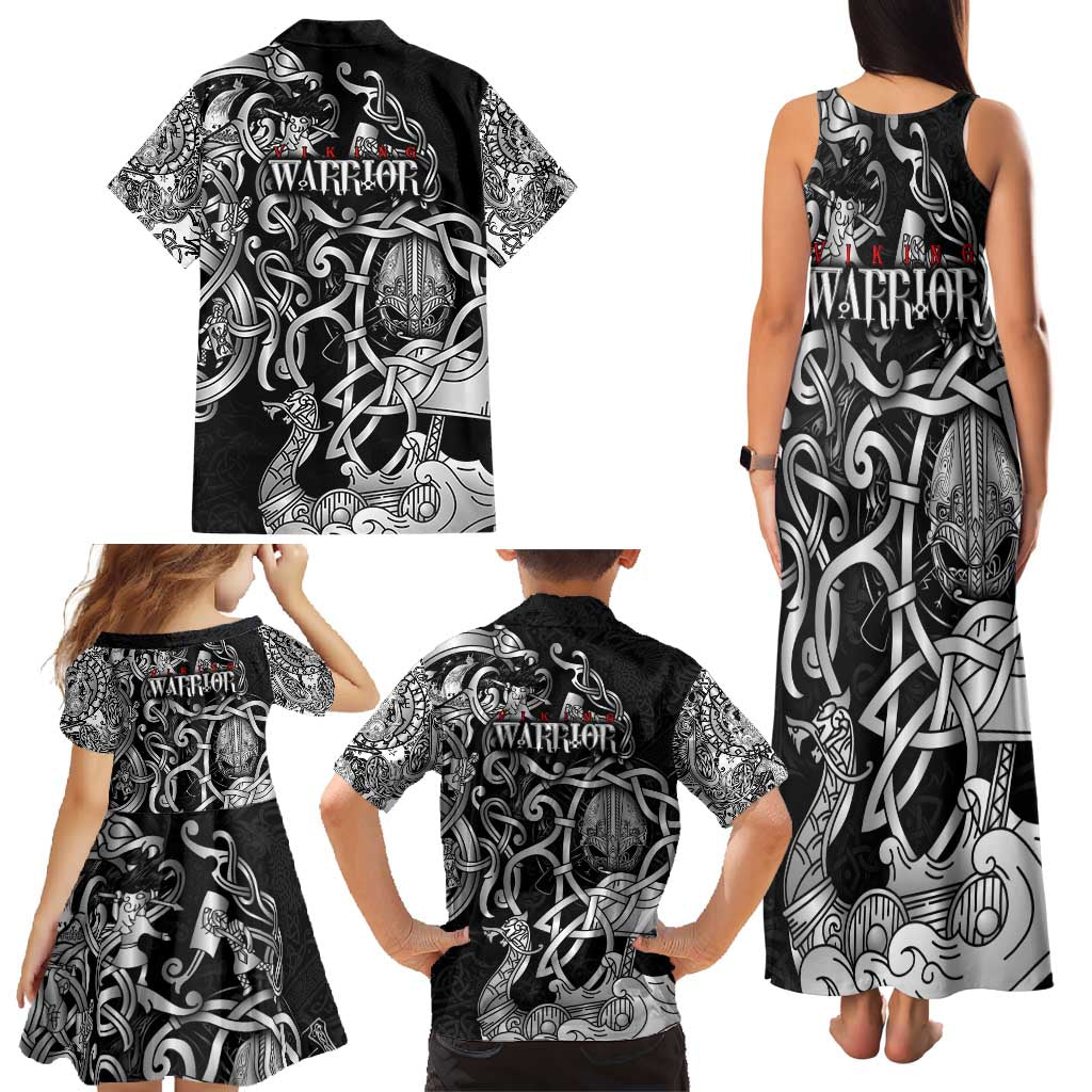 Viking Warrior Family Matching Tank Maxi Dress and Hawaiian Shirt Tales Entwined in Nordic Knotwork