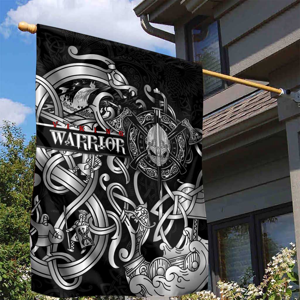 Viking Warrior Garden Flag Tales Entwined in Nordic Knotwork