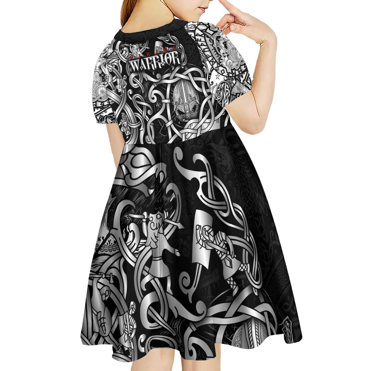 Viking Warrior Kid Short Sleeve Dress Tales Entwined in Nordic Knotwork