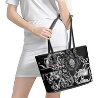 Viking Warrior Leather Tote Bag Tales Entwined in Nordic Knotwork