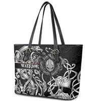 Viking Warrior Leather Tote Bag Tales Entwined in Nordic Knotwork
