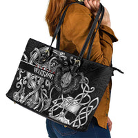 Viking Warrior Leather Tote Bag Tales Entwined in Nordic Knotwork