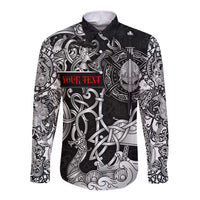 Viking Warrior Long Sleeve Button Shirt Tales Entwined in Nordic Knotwork