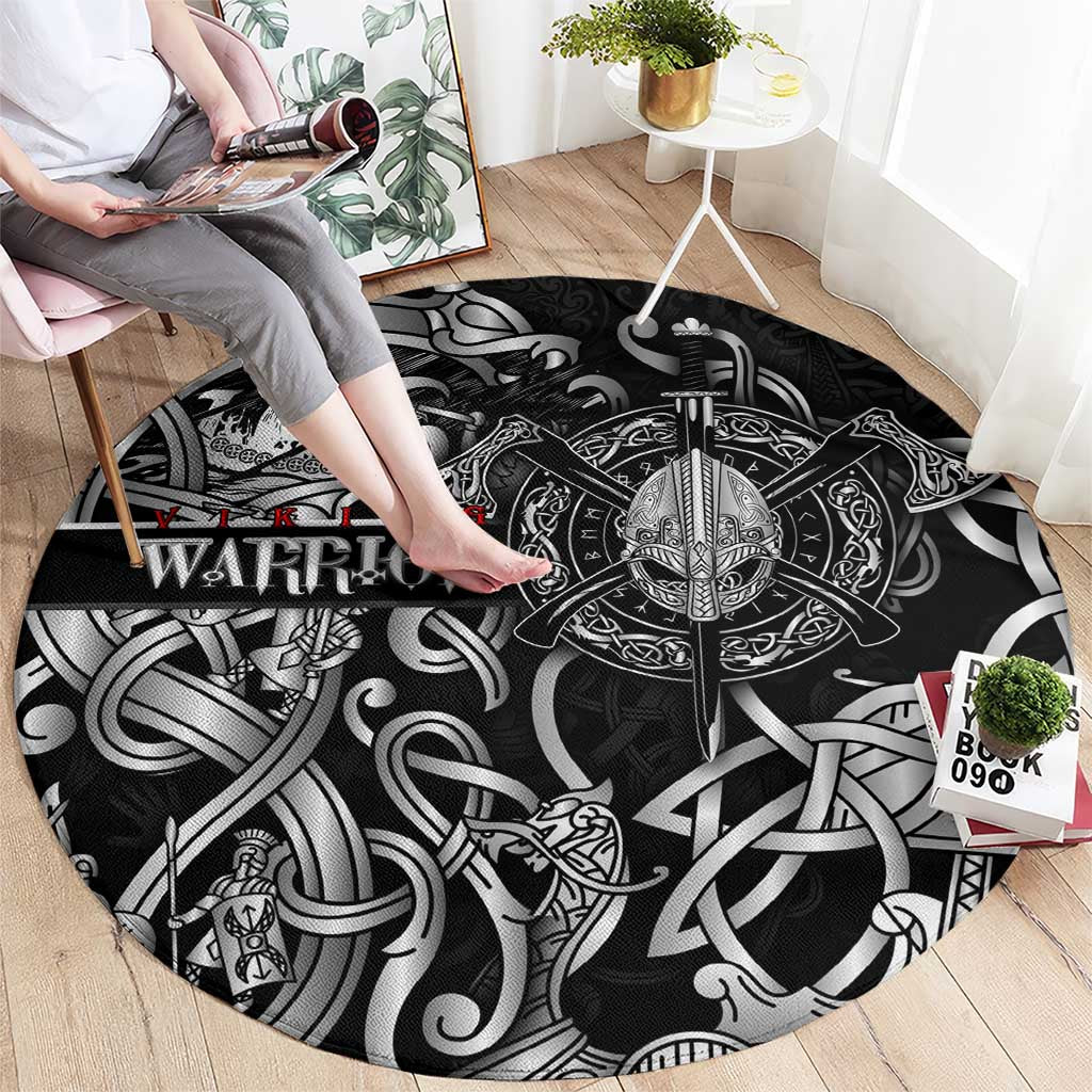 Viking Warrior Round Carpet Tales Entwined in Nordic Knotwork