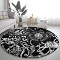 Viking Warrior Round Carpet Tales Entwined in Nordic Knotwork