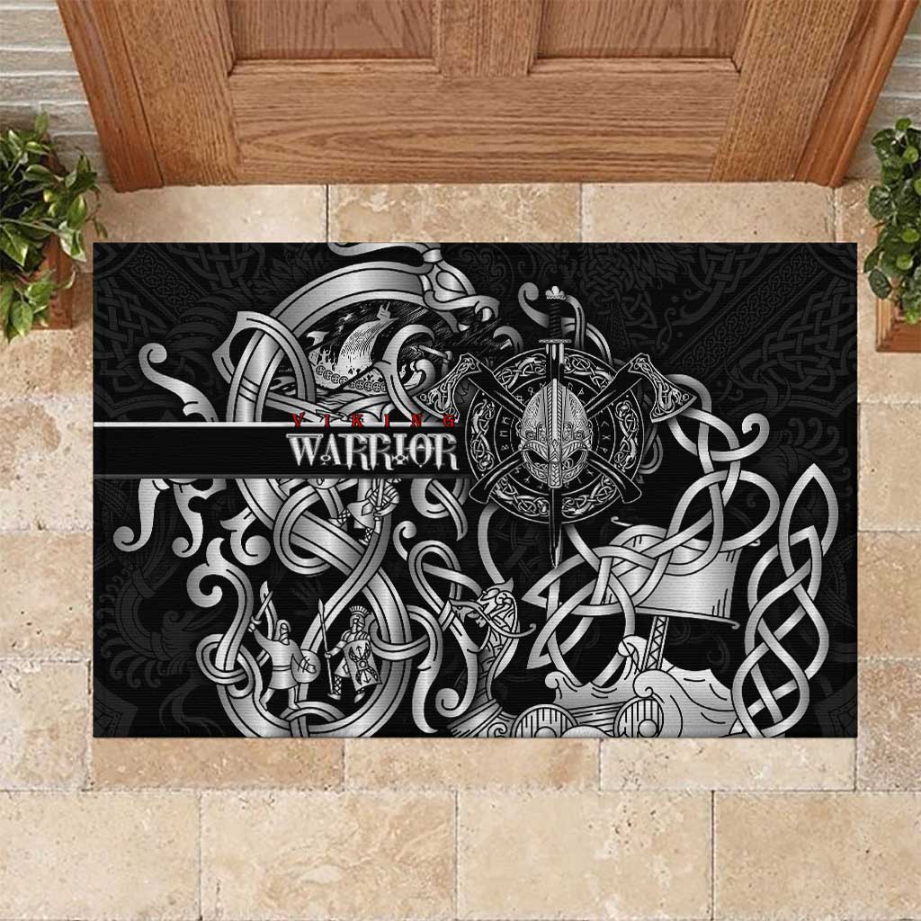 Viking Warrior Rubber Doormat Tales Entwined in Nordic Knotwork