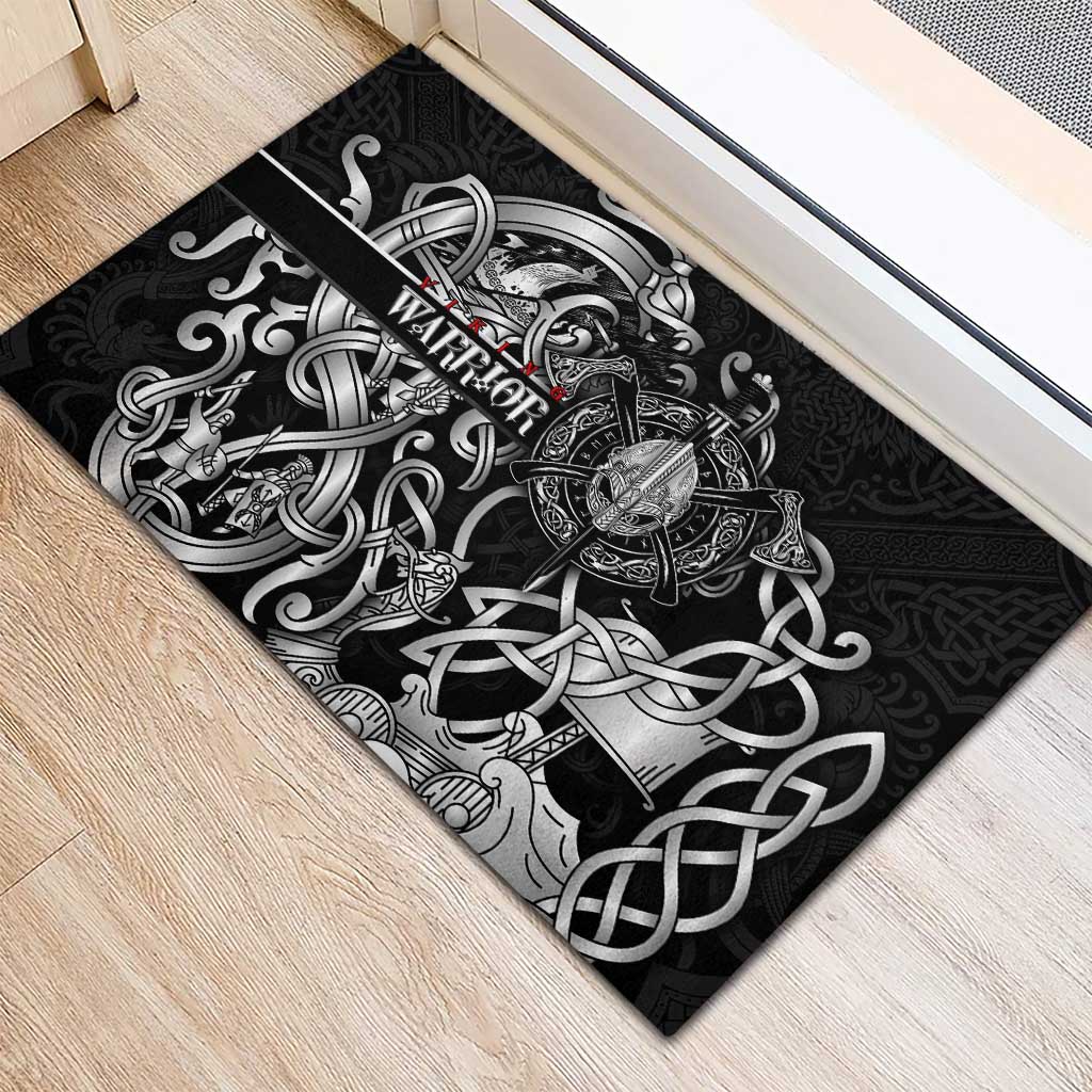 Viking Warrior Rubber Doormat Tales Entwined in Nordic Knotwork