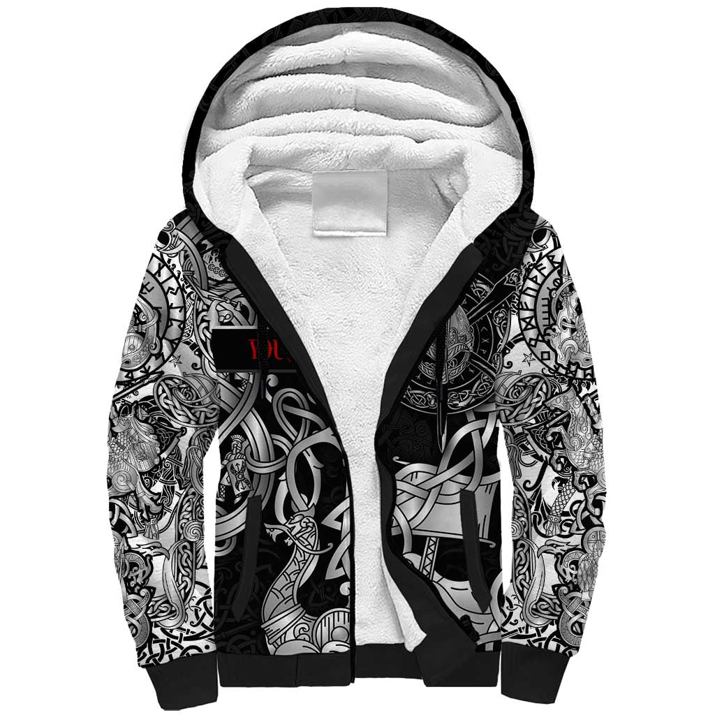 Viking Warrior Sherpa Hoodie Tales Entwined in Nordic Knotwork