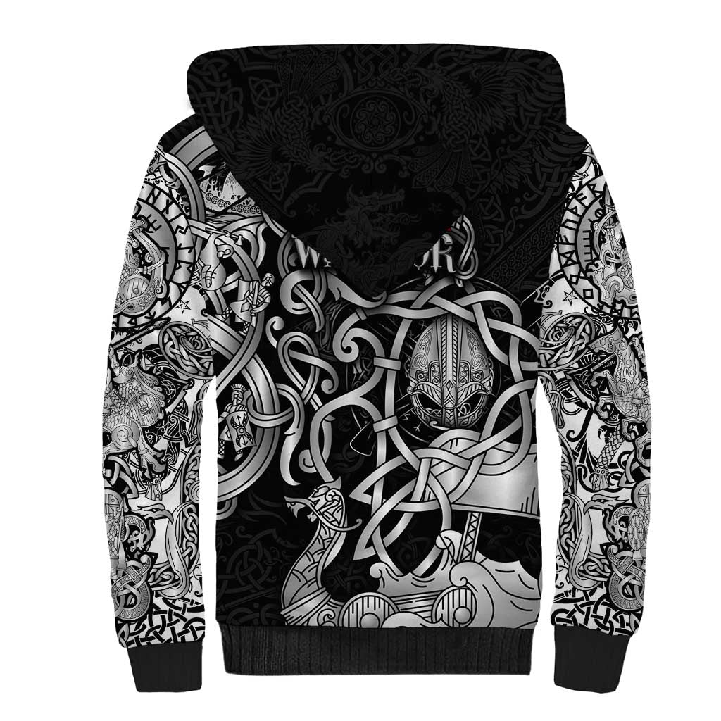 Viking Warrior Sherpa Hoodie Tales Entwined in Nordic Knotwork