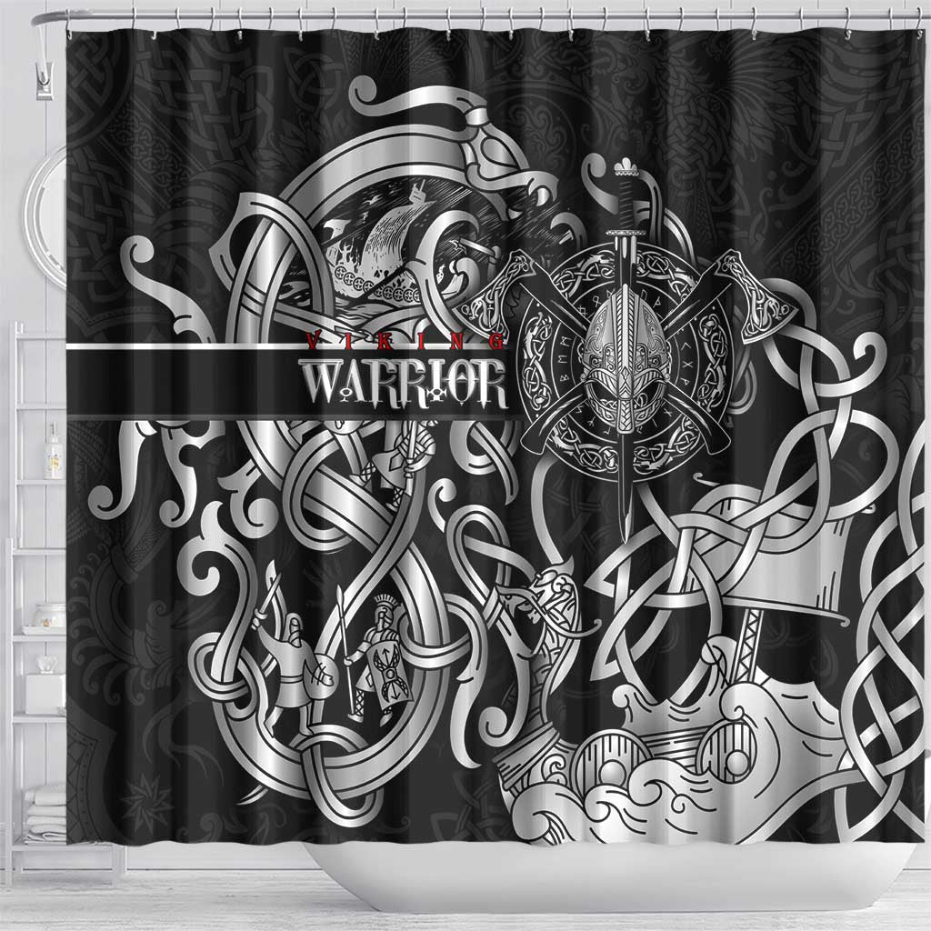 Viking Warrior Shower Curtain Tales Entwined in Nordic Knotwork