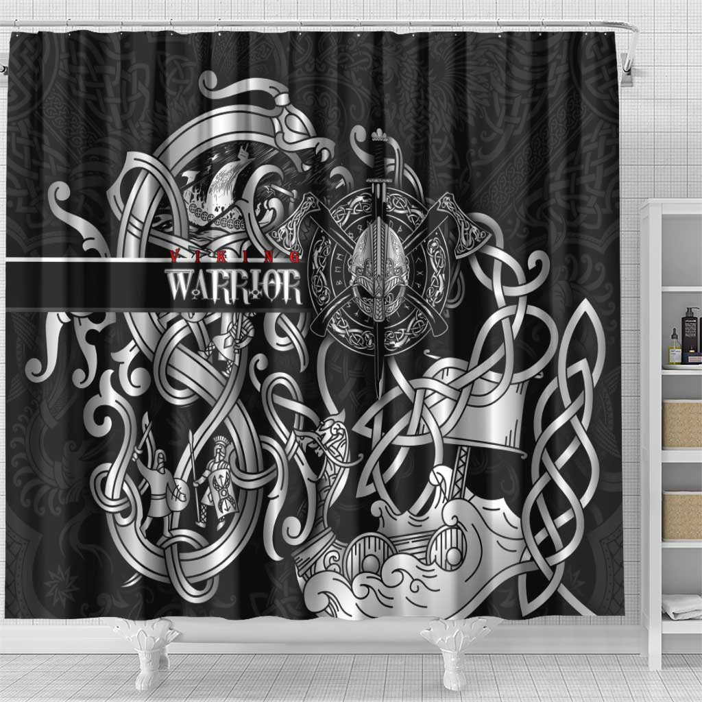 Viking Warrior Shower Curtain Tales Entwined in Nordic Knotwork