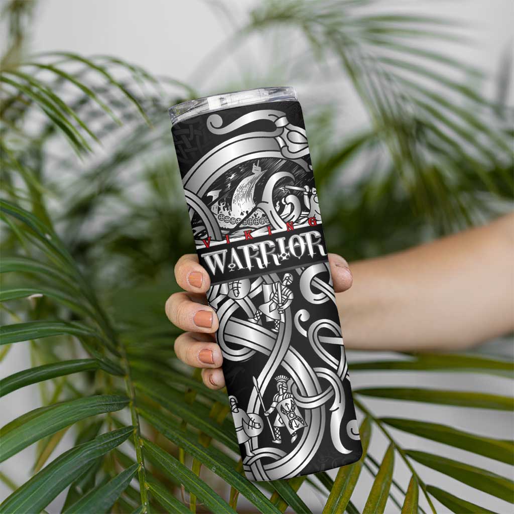 Viking Warrior Skinny Tumbler Tales Entwined in Nordic Knotwork