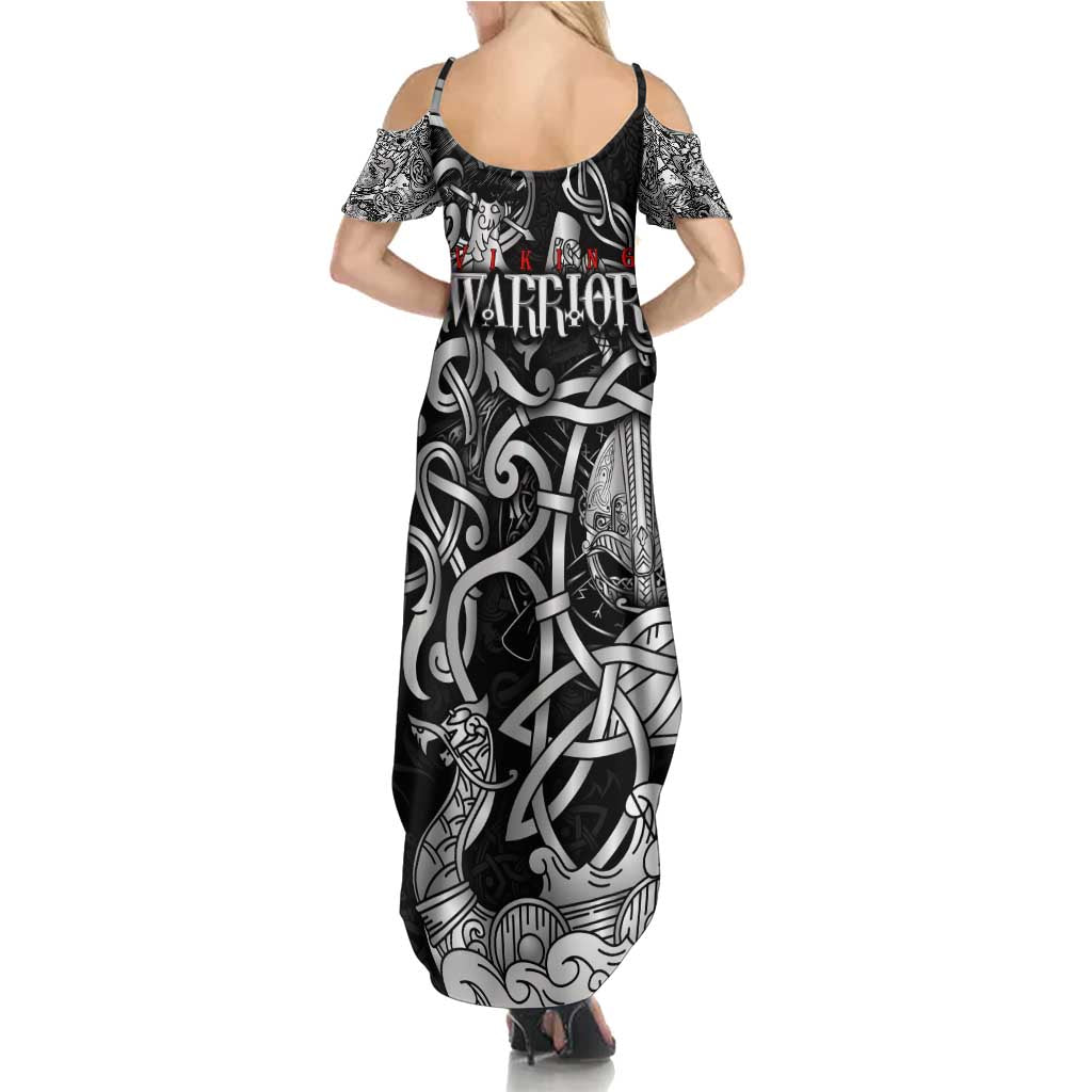 Viking Warrior Summer Maxi Dress Tales Entwined in Nordic Knotwork