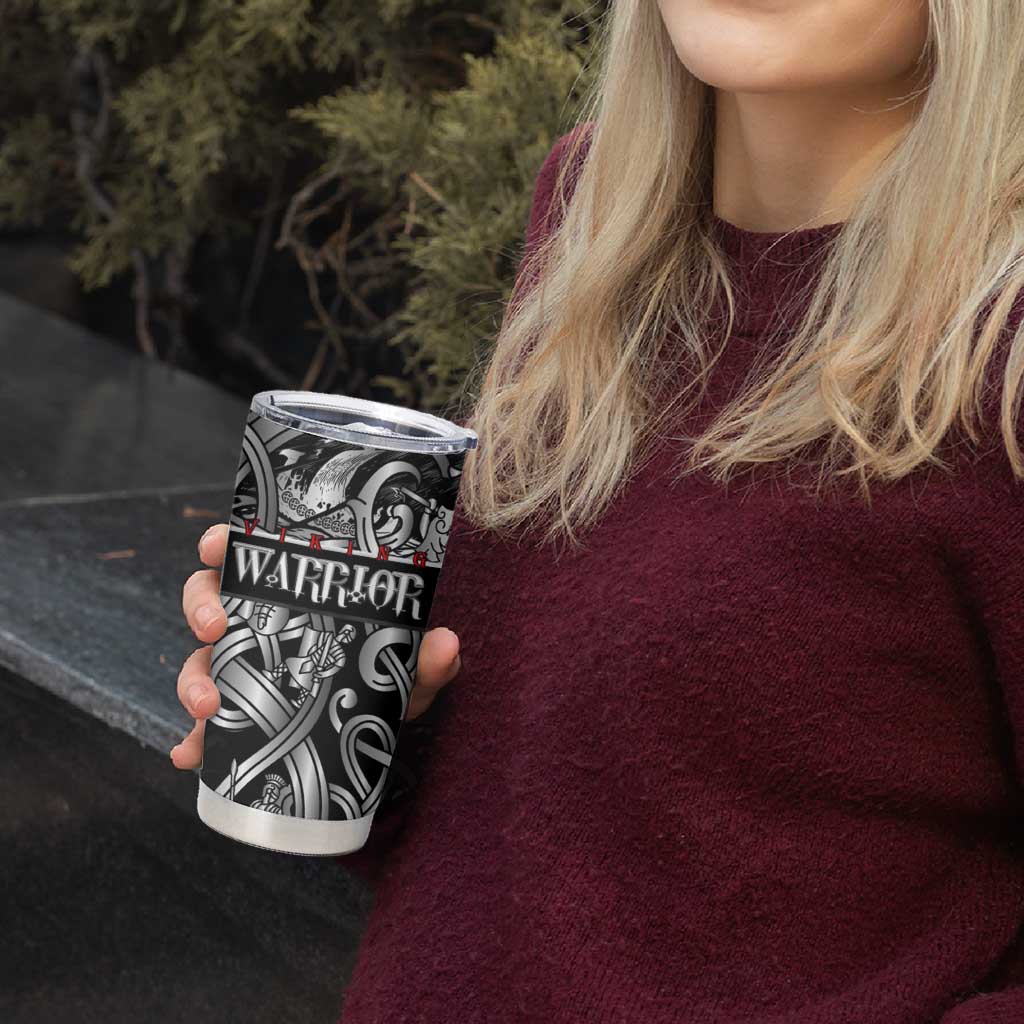 Viking Warrior Tumbler Cup Tales Entwined in Nordic Knotwork
