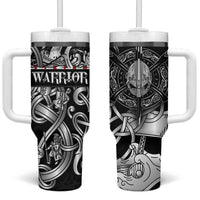 Viking Warrior Tumbler With Handle Tales Entwined in Nordic Knotwork