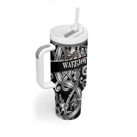 Viking Warrior Tumbler With Handle Tales Entwined in Nordic Knotwork