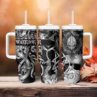 Viking Warrior Tumbler With Handle Tales Entwined in Nordic Knotwork