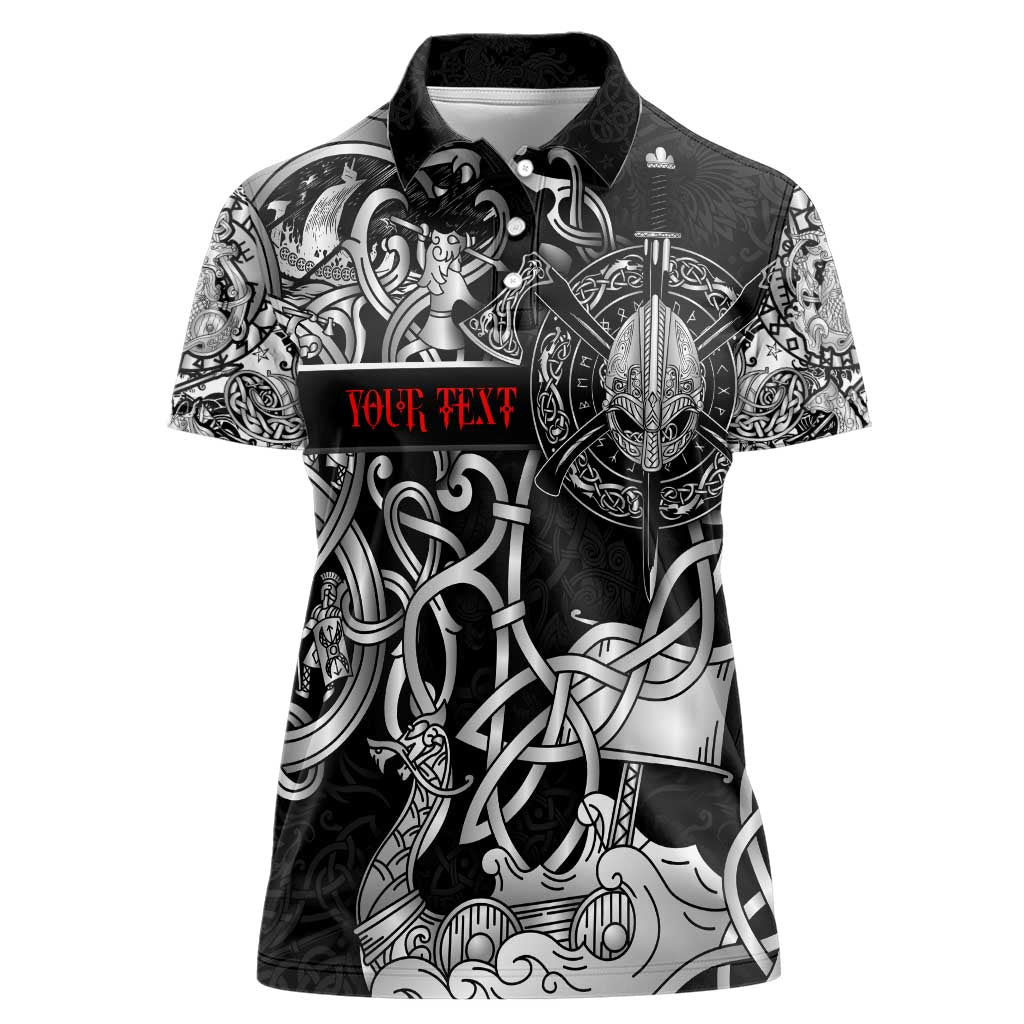 Viking Warrior Women Polo Shirt Tales Entwined in Nordic Knotwork