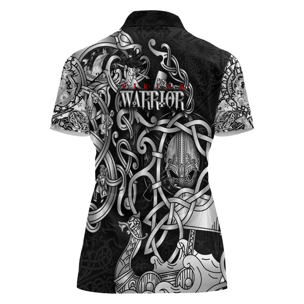 Viking Warrior Women Polo Shirt Tales Entwined in Nordic Knotwork