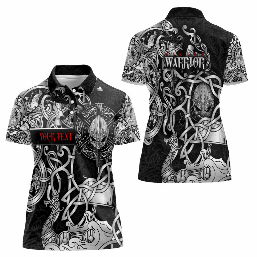 Viking Warrior Women Polo Shirt Tales Entwined in Nordic Knotwork