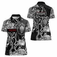 Viking Warrior Women Polo Shirt Tales Entwined in Nordic Knotwork