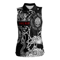Viking Warrior Women Sleeveless Polo Shirt Tales Entwined in Nordic Knotwork