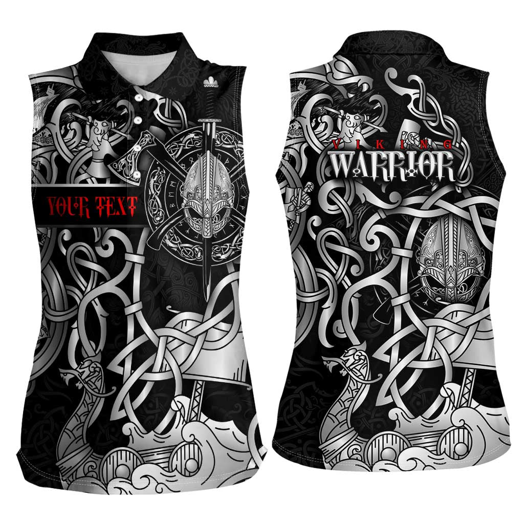 Viking Warrior Women Sleeveless Polo Shirt Tales Entwined in Nordic Knotwork