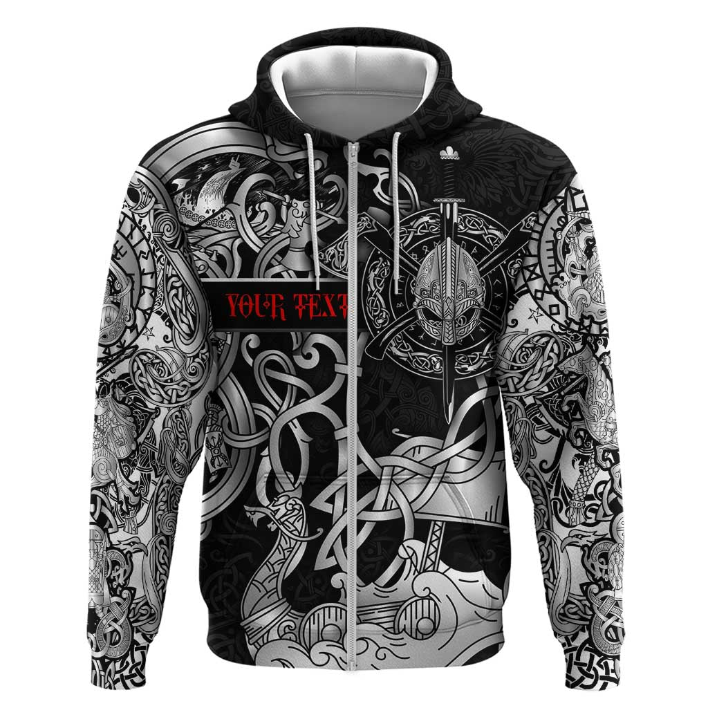Viking Warrior Zip Hoodie Tales Entwined in Nordic Knotwork