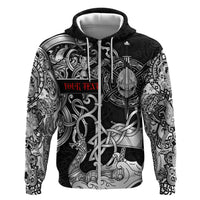 Viking Warrior Zip Hoodie Tales Entwined in Nordic Knotwork