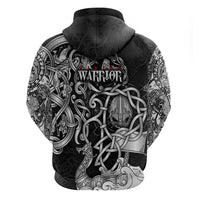 Viking Warrior Zip Hoodie Tales Entwined in Nordic Knotwork