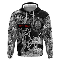 Viking Warrior Zip Hoodie Tales Entwined in Nordic Knotwork