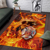 Firefighter Fathers Day Area Rug Dad By Name - Firefighter By Heart
