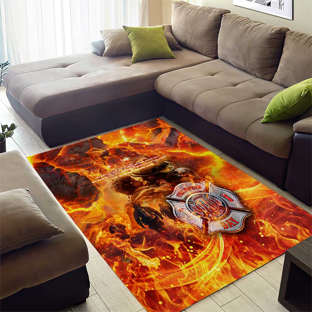 Firefighter Fathers Day Area Rug Dad By Name - Firefighter By Heart