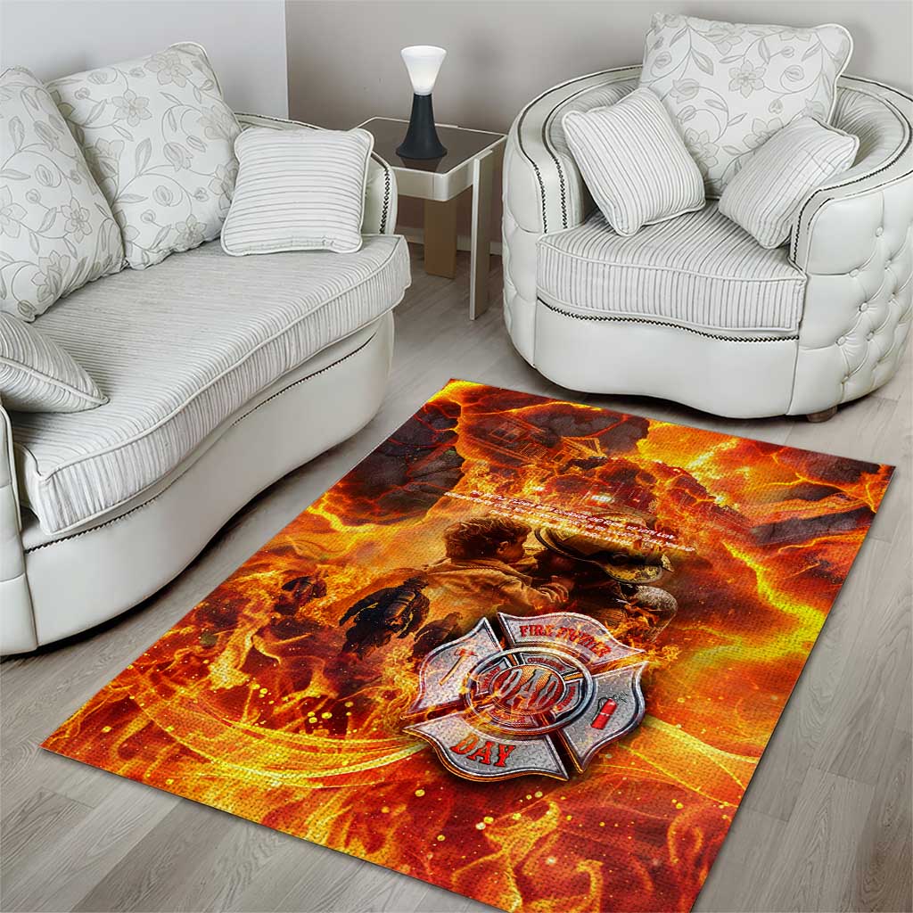 Firefighter Fathers Day Area Rug Dad By Name - Firefighter By Heart