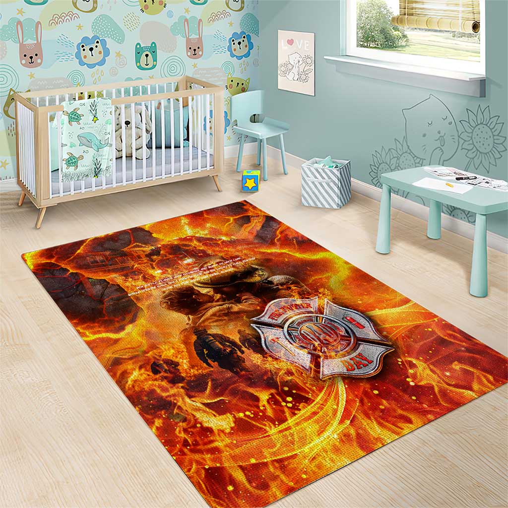 Firefighter Fathers Day Area Rug Dad By Name - Firefighter By Heart