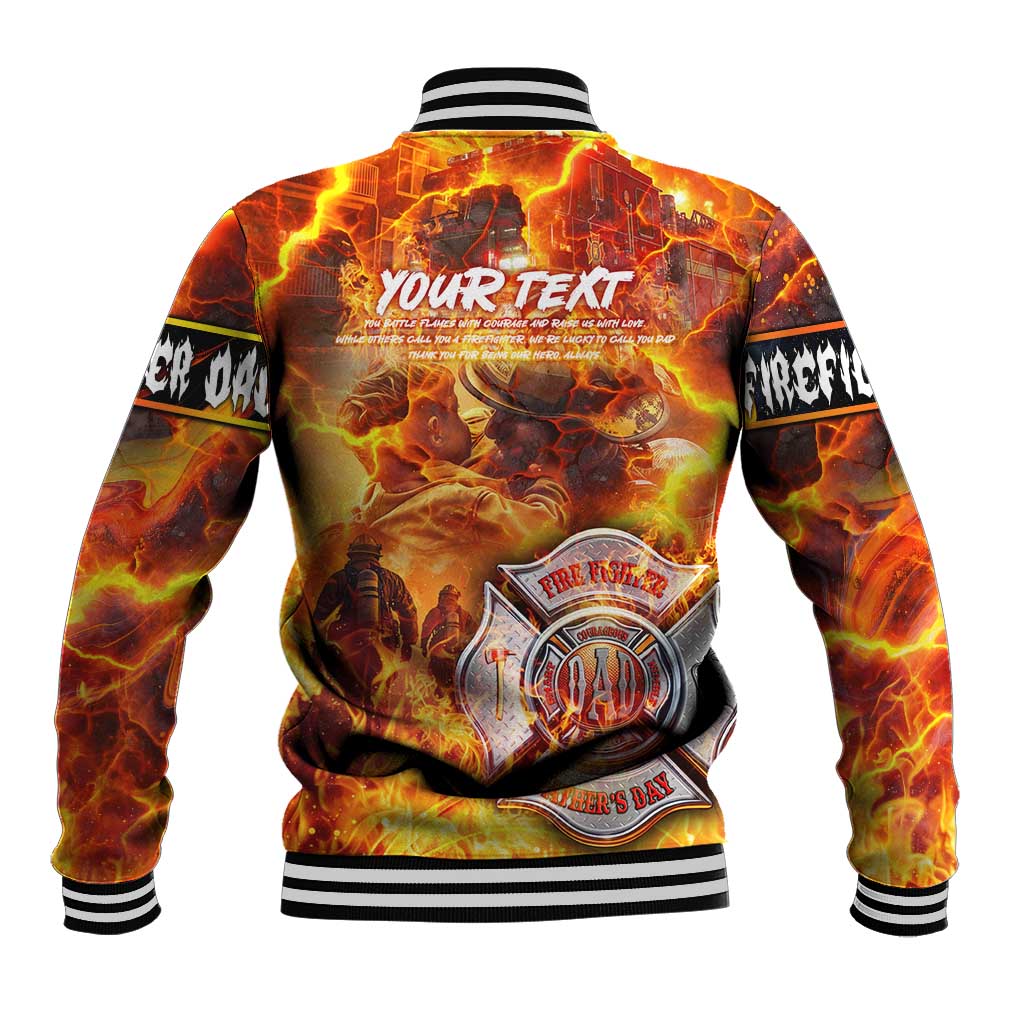 Firefighter Fathers Day Baseball Jacket Dad By Name - Firefighter By Heart