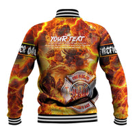Firefighter Fathers Day Baseball Jacket Dad By Name - Firefighter By Heart