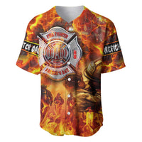 Firefighter Fathers Day Baseball Jersey Dad By Name - Firefighter By Heart