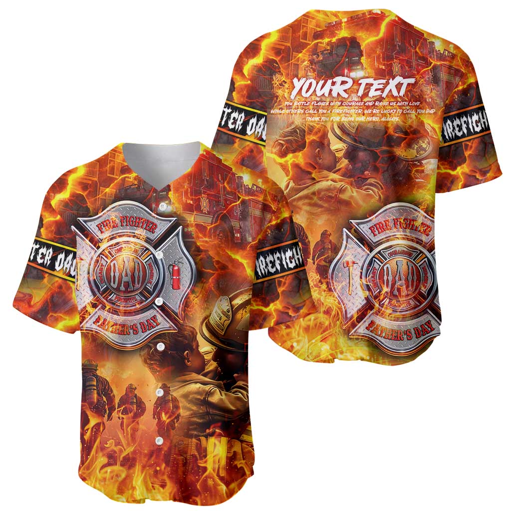 Firefighter Fathers Day Baseball Jersey Dad By Name - Firefighter By Heart