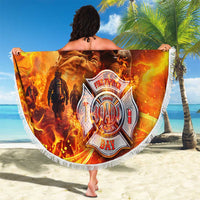 Firefighter Fathers Day Beach Blanket Dad By Name - Firefighter By Heart