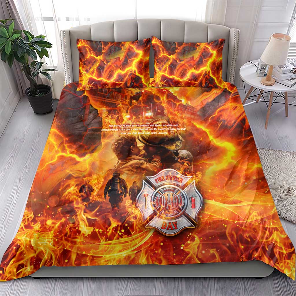 Firefighter Fathers Day Bedding Set Dad By Name - Firefighter By Heart